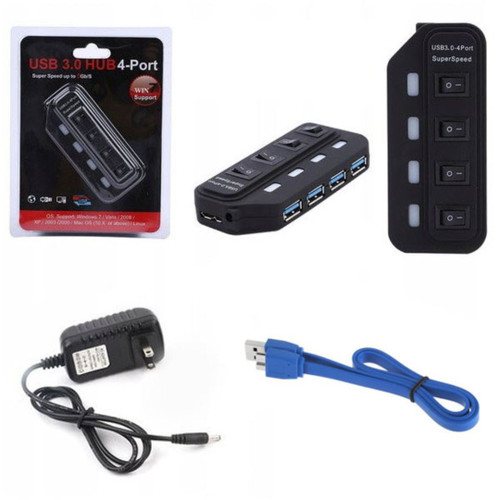 هاب 4 پورت 03 کلیددار همراه اداپتور